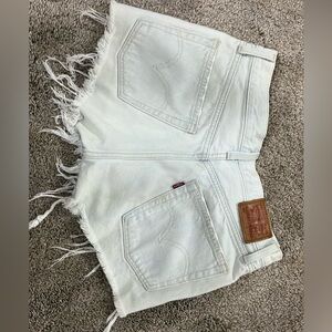 Levi's Ivory Frayed Denim Shorts